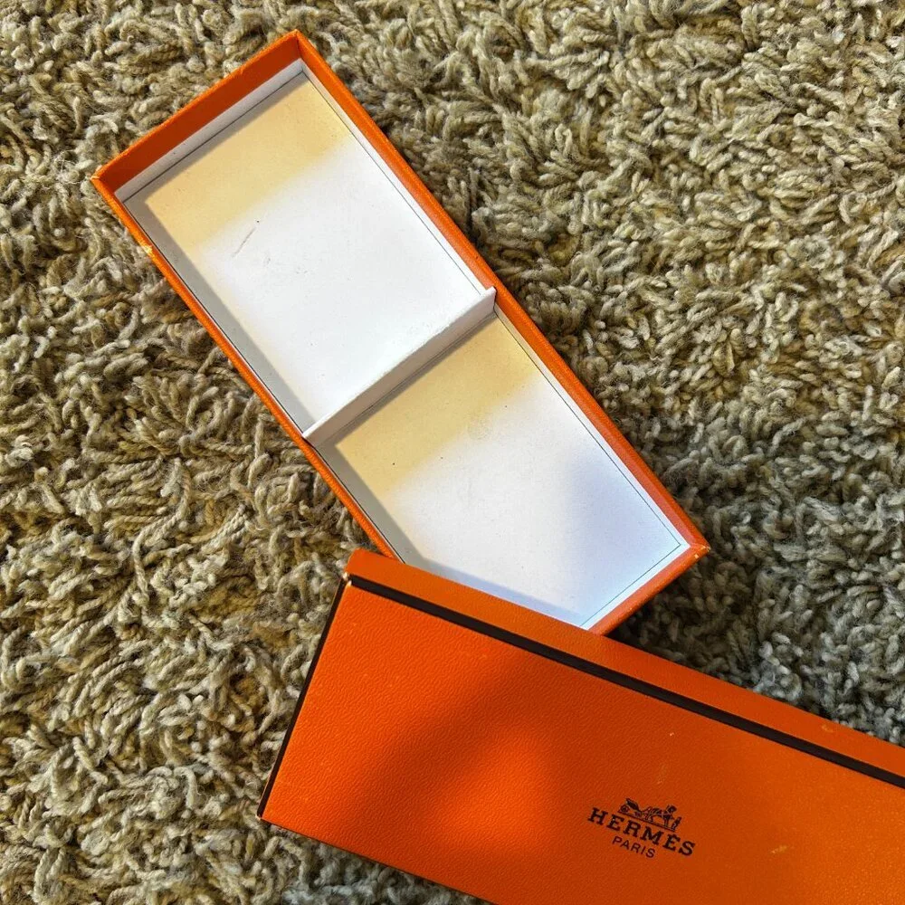 Authentic Hermes Orange Gift Box with Matching Shopping Bag Jewelry Box